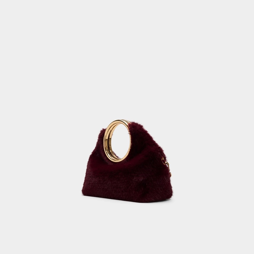 ALDO Burgundy Faux Fur Handbag - Picture 2 of 6